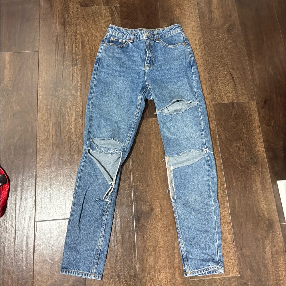 Topshop Distressed Mom Jeans